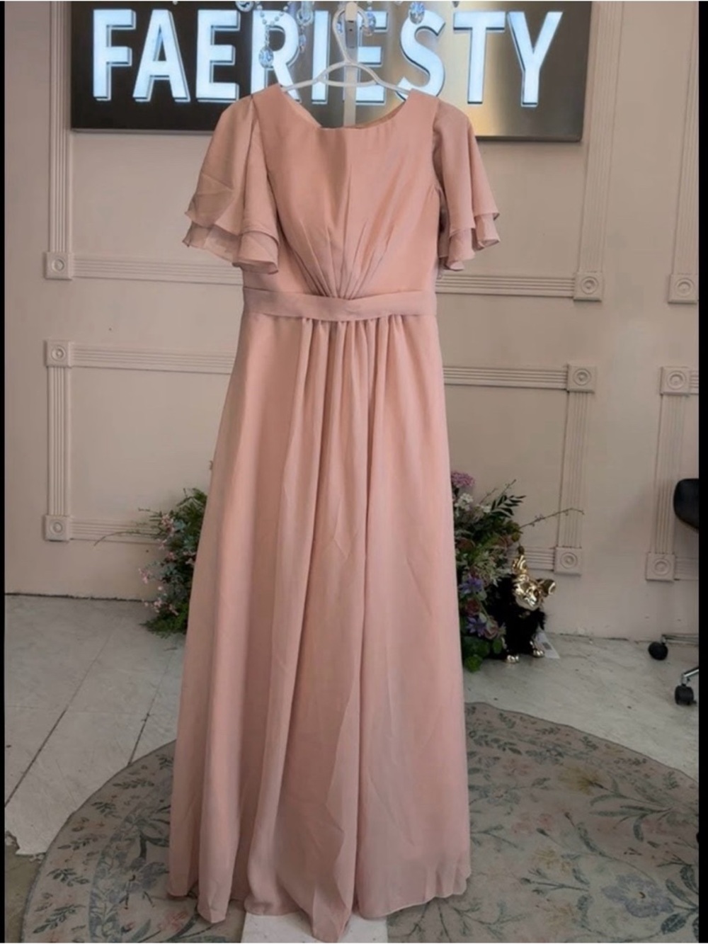 Dusty Rose Chiffon Formal Maxi Dress (NWT)